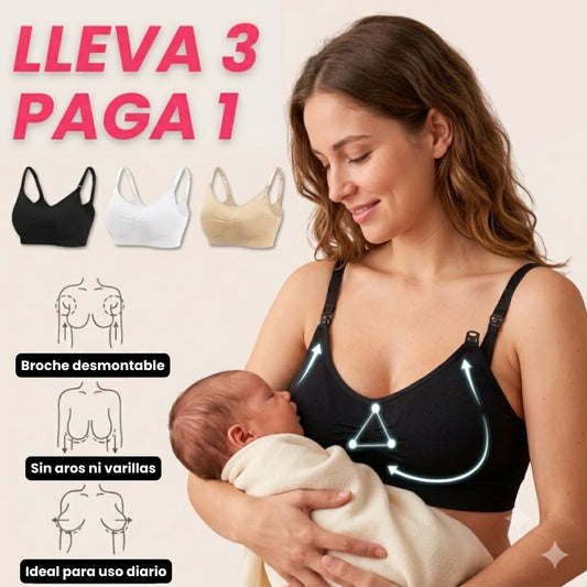 Promo 3x1 Corpiño Maternal para Lactancia con Gancho Desmontable