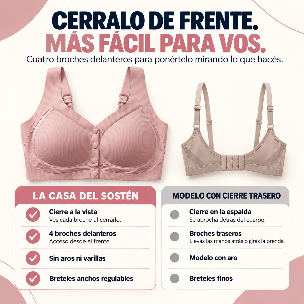Promo 3x1 Corpiño Reafirmante Con Botones Frontales para Busto Grande